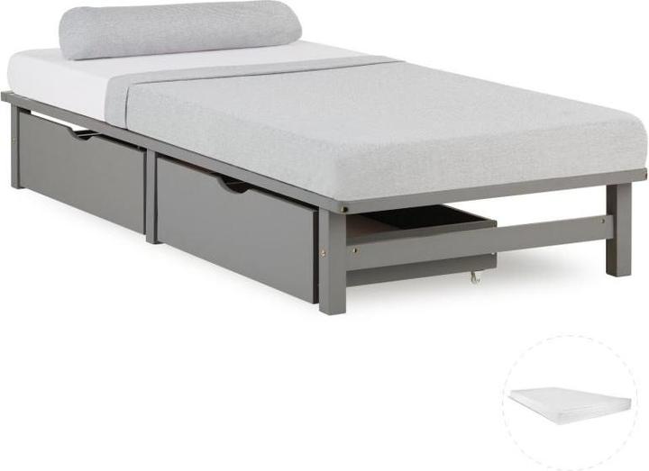 Actual product image Homestyle4u Palettenbett mit Bettkästen & Matratze (90 x 200 cm)