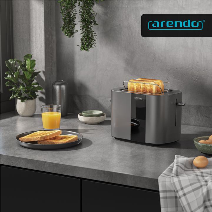 Produktbild Arendo Toaster Edelstahl 2 Scheiben Kurzschlitz, Restzeit & Bräunungsgradanzeige, Touch Display, 800 W