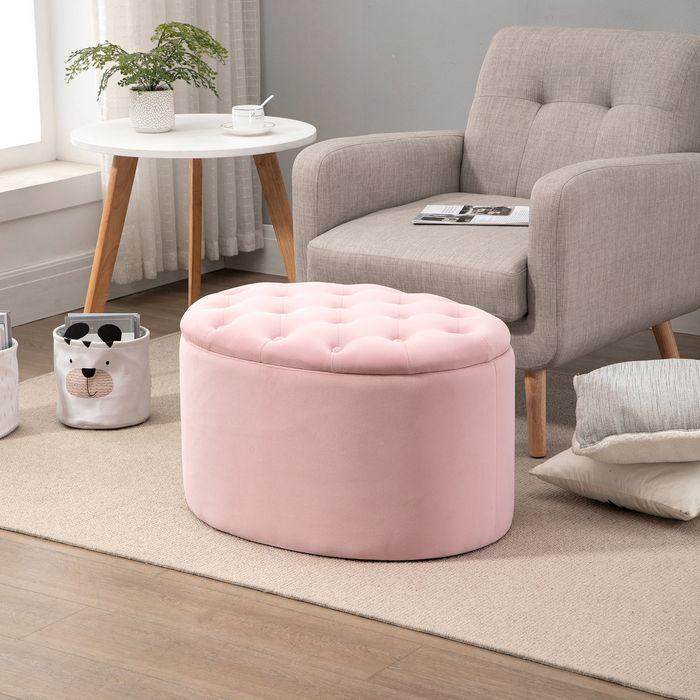 Actual product image Swisshandel24 Bench Upholstered bench with storage space Chest bench Oval shape Hallway Bedroom Living room (71 cm)