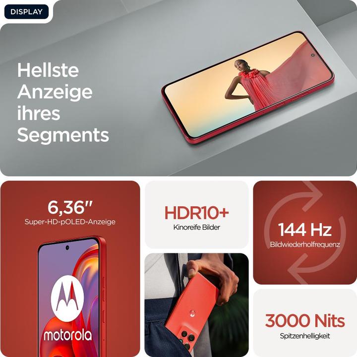 Immagine prodotto Motorola Edge 60 Neo (256 GB, PANTONE Poinciana, Red, 6.36", Doppia SIM, 5G)