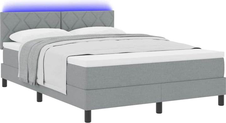 Actual product image VidaXL Box spring bed with mattress & LED light grey 160x200 cm fabric (160 x 200 cm)
