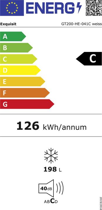 Energie-Label Exquisit GT200-HE-040C weiss (Freistehend, 198 l)