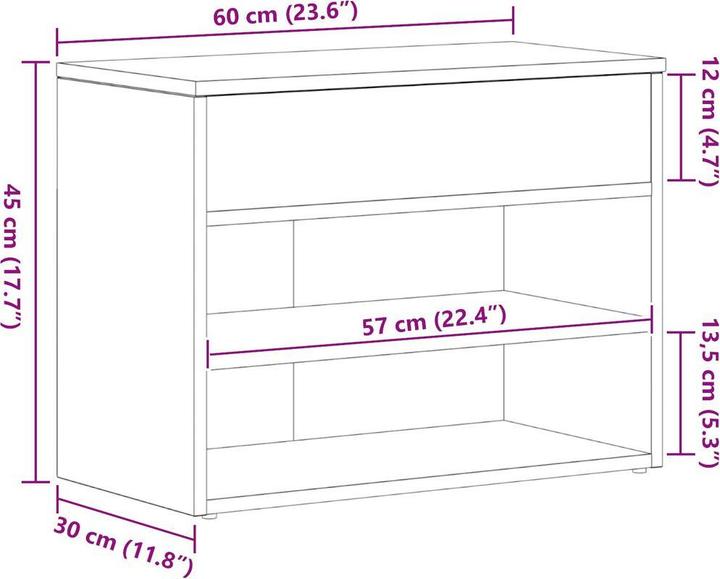 Actual product image vidaXL Schuhbank (60 cm)