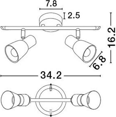 Produktbild Nova Luce PUBLICO Deckenleuchte E14 2-fach Nickel 34,2x7,8x16,2cm dimmbar 667002