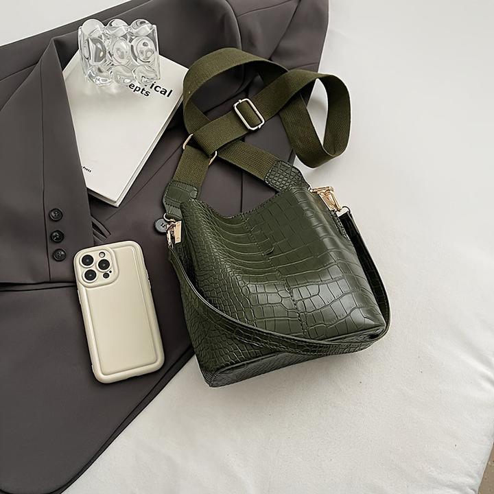 Actual product image Only-Bags.Store Bucket bag with crocodile pattern - Versatile shoulder and crossbody bag, dirt-repellent