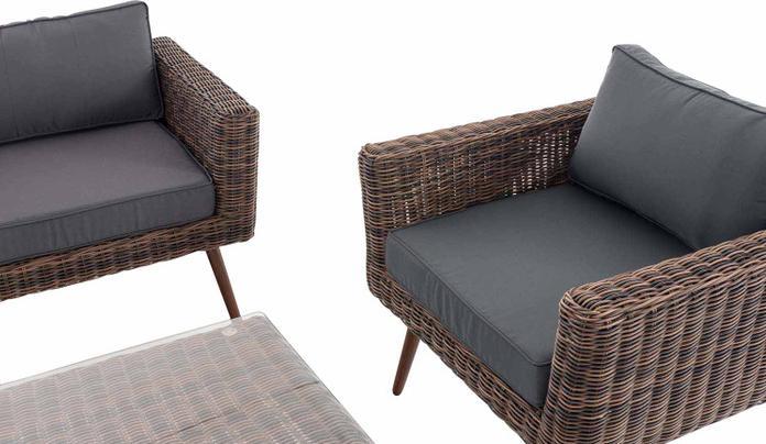 Produktbild Swisshandel24 Loungeset Kiruna Rundrattan Braun-meliert 45 cm (Dunkelbraun), eisengrau