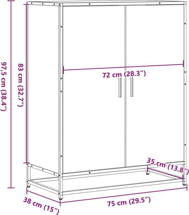 Actual product image vidaXL Shoe cabinet (75 x 38 x 97.5 cm)