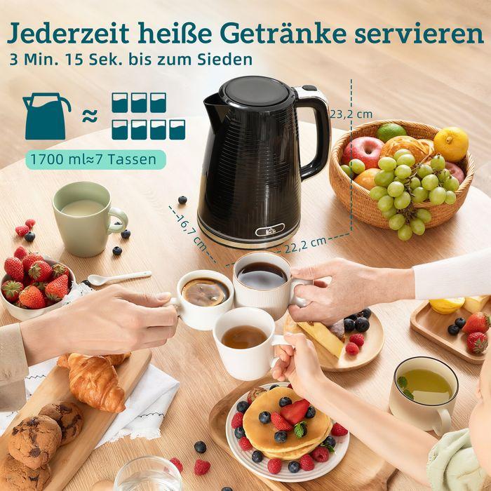 Produktbild Swisshandel24 Wasserkocher- und Toaster-Set, 2200W, 7 Bräunungsstufen, Krümelfach, Schwarz (1.70 l)