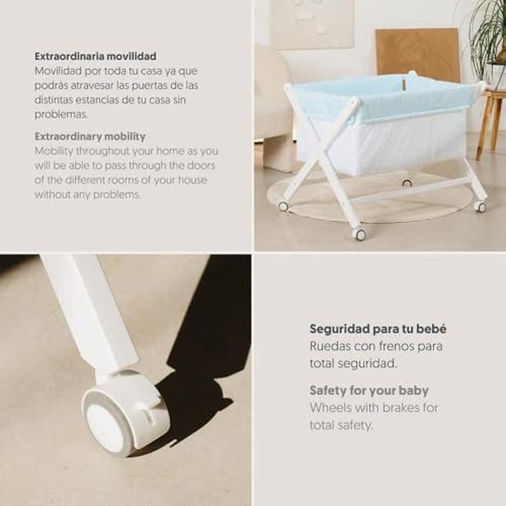 Immagine prodotto Interbaby Culla In X - Faggio Bianco + Lenzuola+Costumi+Materassi - Blu