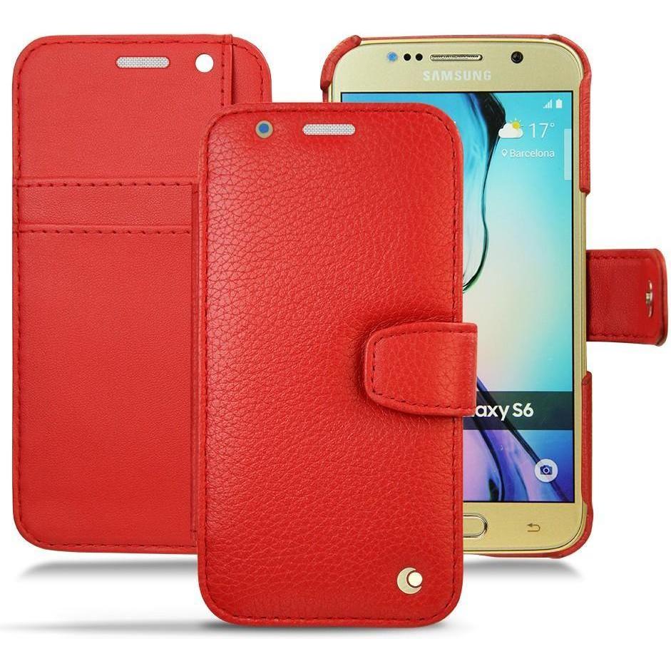Noreve Lederschutzhülle Wallet (Samsung Galaxy S6), Smartphone Hülle, Rot