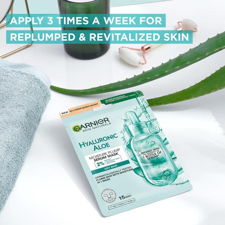 Actual product image Garnier Hyaluronic Aloe Serum Tissue Mask - Textile face mask with aloe vera 28.0g (L) (28 g)