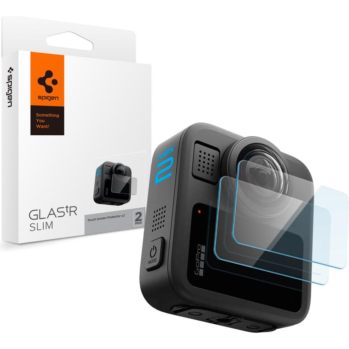 Spigen - (2 pack) Glas.tR Slim, Back Screen (AGL11230) - GoPro MAX 2 - Clear, Accessori action cam, Trasparente