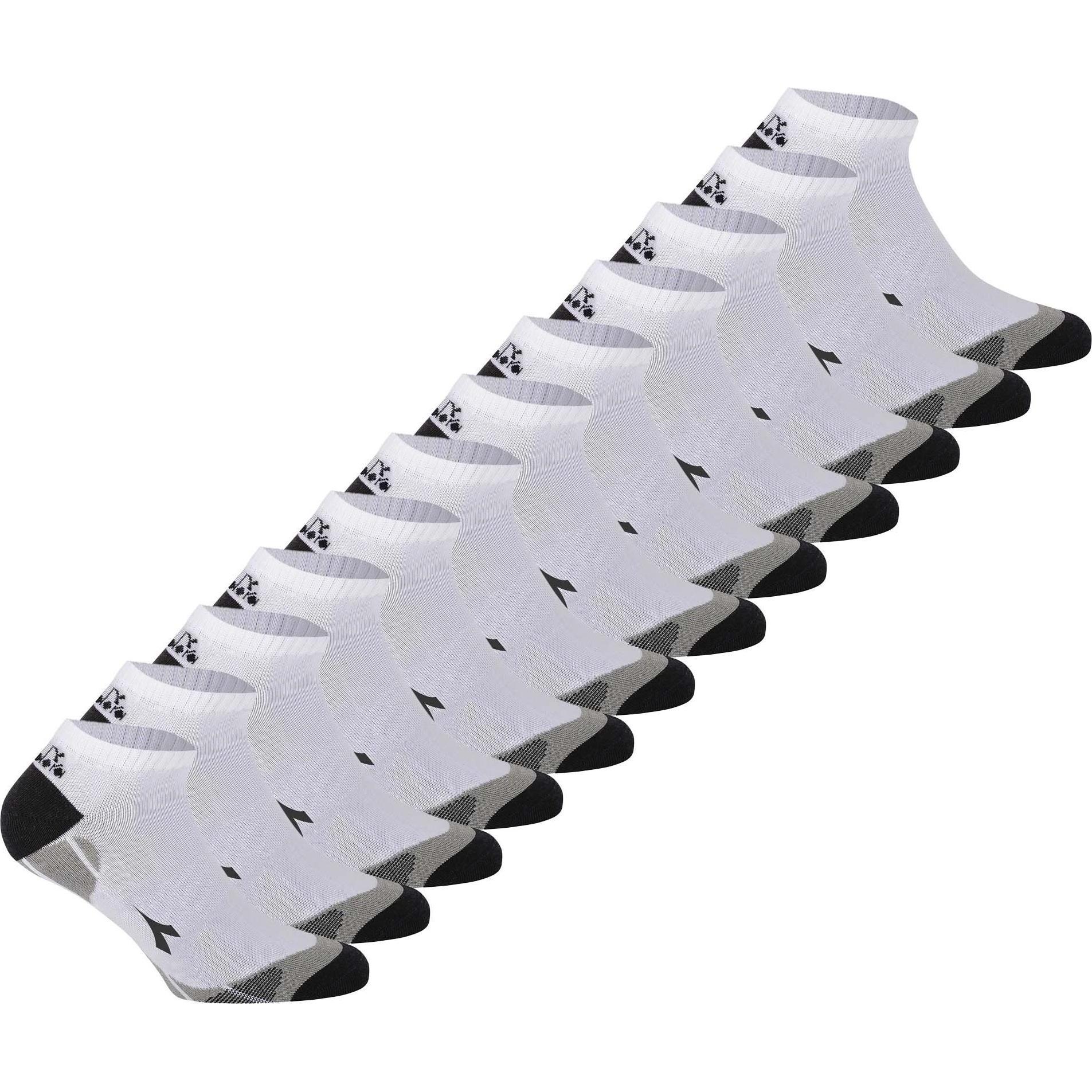 Diadora, Herren, Socken, Unisex Sneaker Sport, Weiss, (12er Pack, 43 - 46)