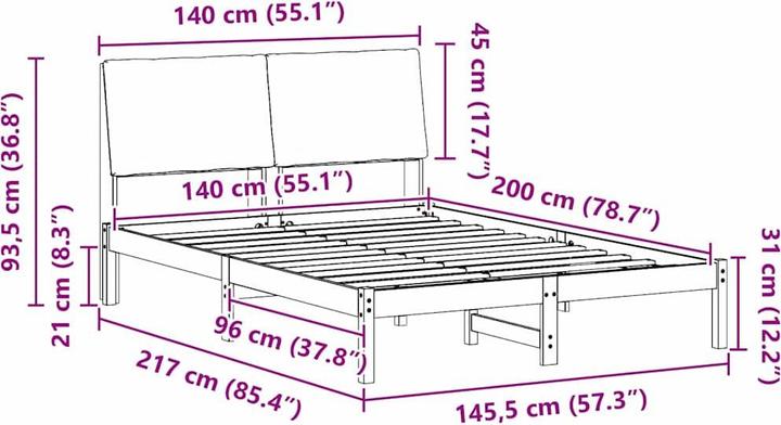 Actual product image vidaXL Bettgestell (140 x 200)