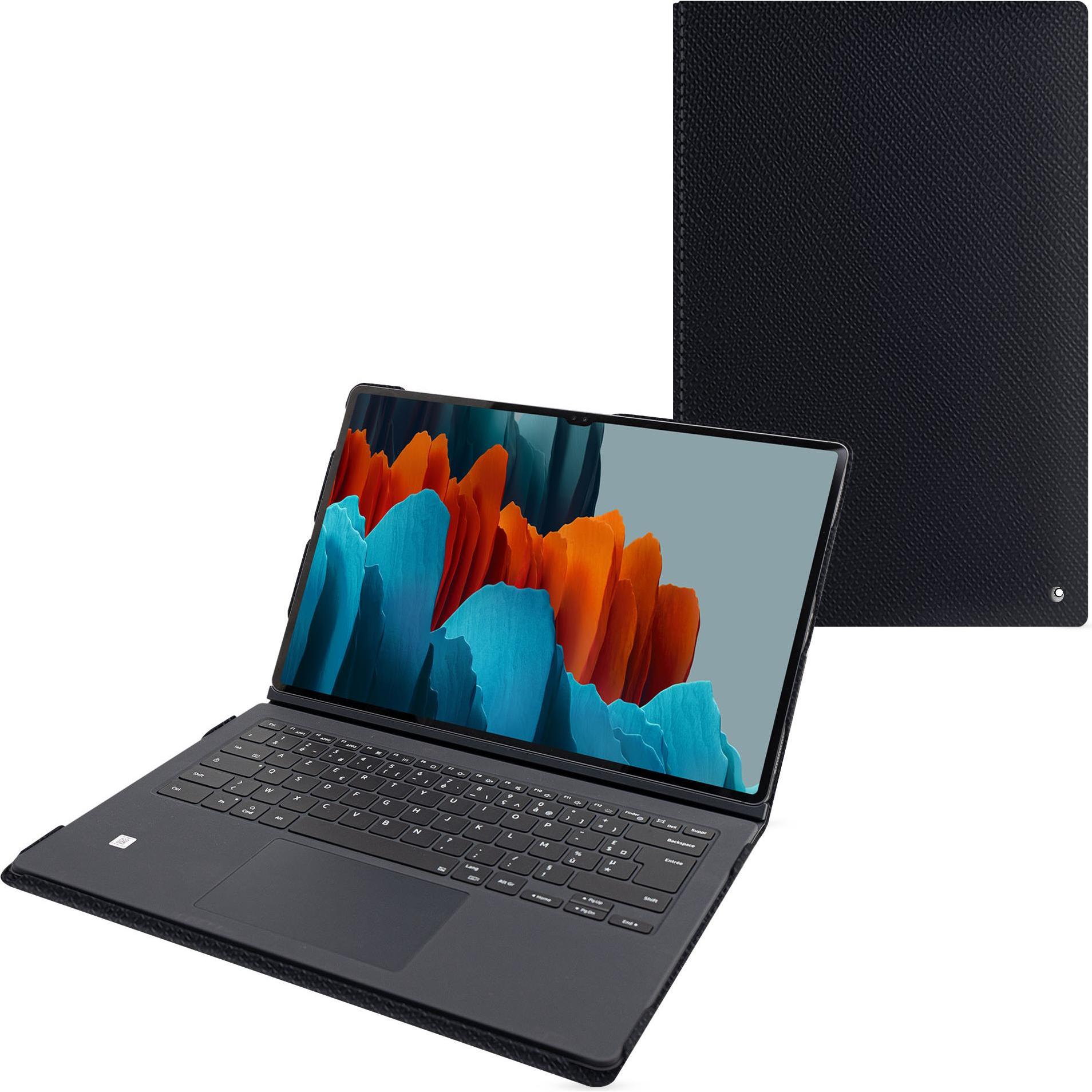 Noreve Lederschutzhülle Samsung Galaxy Tab S9 Ultra + Book Cover Keyboard (Galaxy Tab S9 Ultra), Tablet Hülle, Schwarz