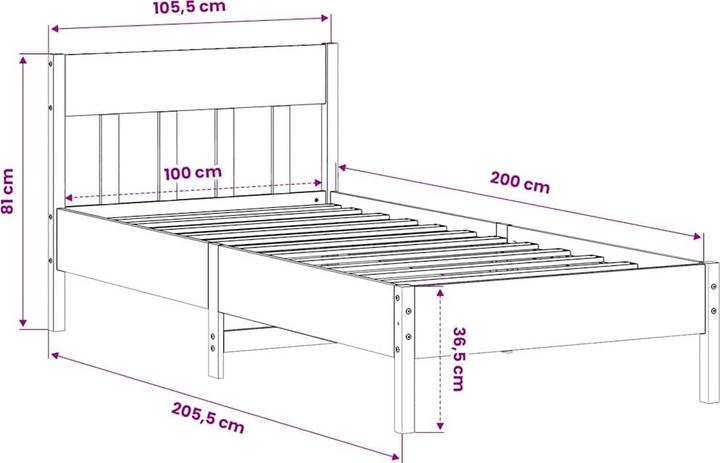 Actual product image vidaXL Bettgestell (100 x 200 cm)