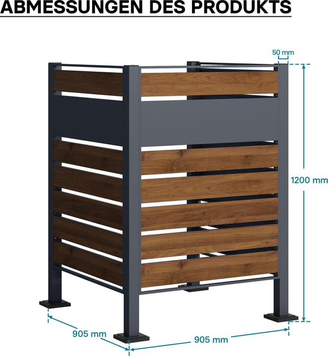Actual product image Wiltec Waste bin fence for one bin Wood-look waste bin box 60-240l privacy screen