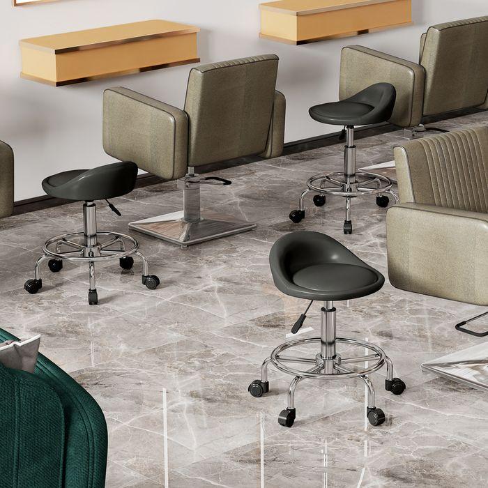 Actual product image Swisshandel24 Rollhocker höhenverstellbar mit Rückenlehne Drehhocker 59-75 cm Arbeitshocker