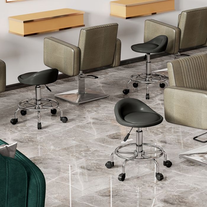 Produktbild Swisshandel24 Rollhocker höhenverstellbar mit Rückenlehne Drehhocker 59-75 cm Arbeitshocker