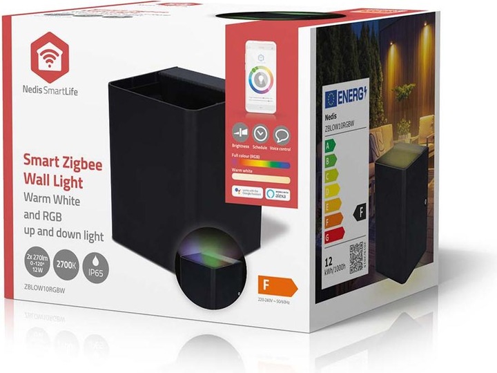 Produktbild Nedis Smartlife-Aussenleuchte | 2 x 270 lm | Zigbee 3.0 | 12 + 4 W | RGB / Warmweiss | 2700 K | Alumi (540 lm, IP65)