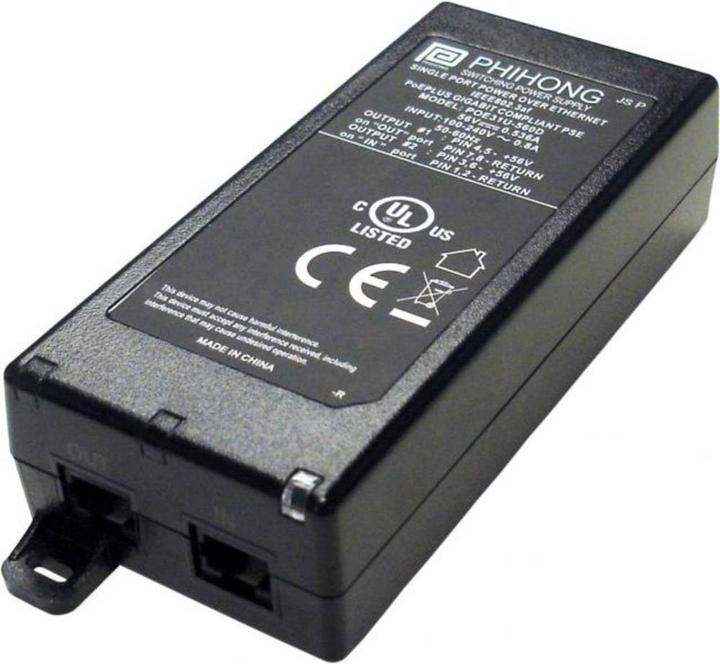 Actual product image Phihong PoE Injector (802.3af (PoE), 60 W)