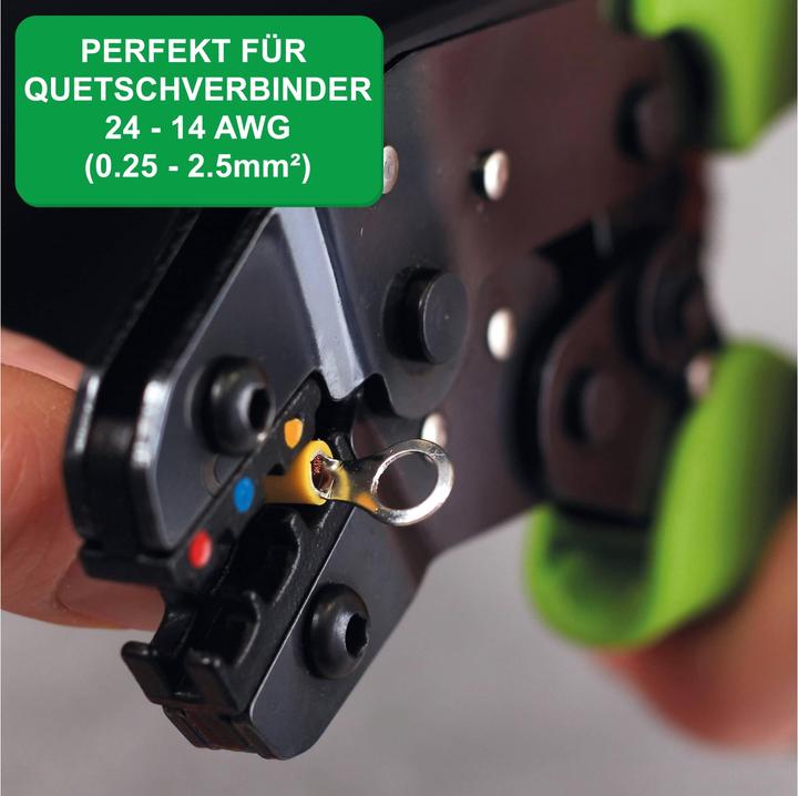 Actual product image Quadrios Multi-function crimping pliers for insulated cable lugs with crimp connector set