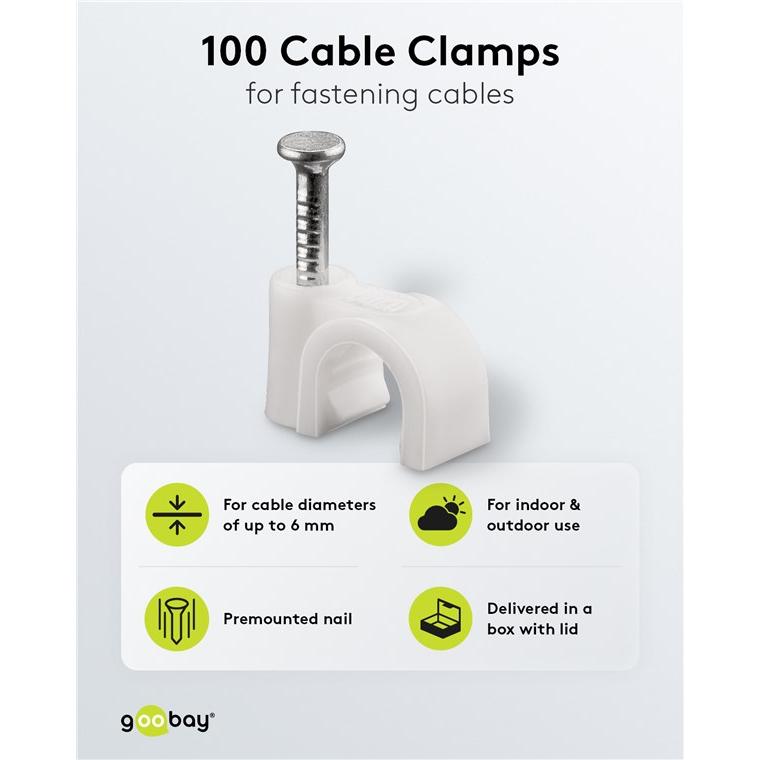 Thumbnail - Goobay, Kabelhalter, Kabelschelle, weiss max. Kabeldurchmesser : 6,0 mm