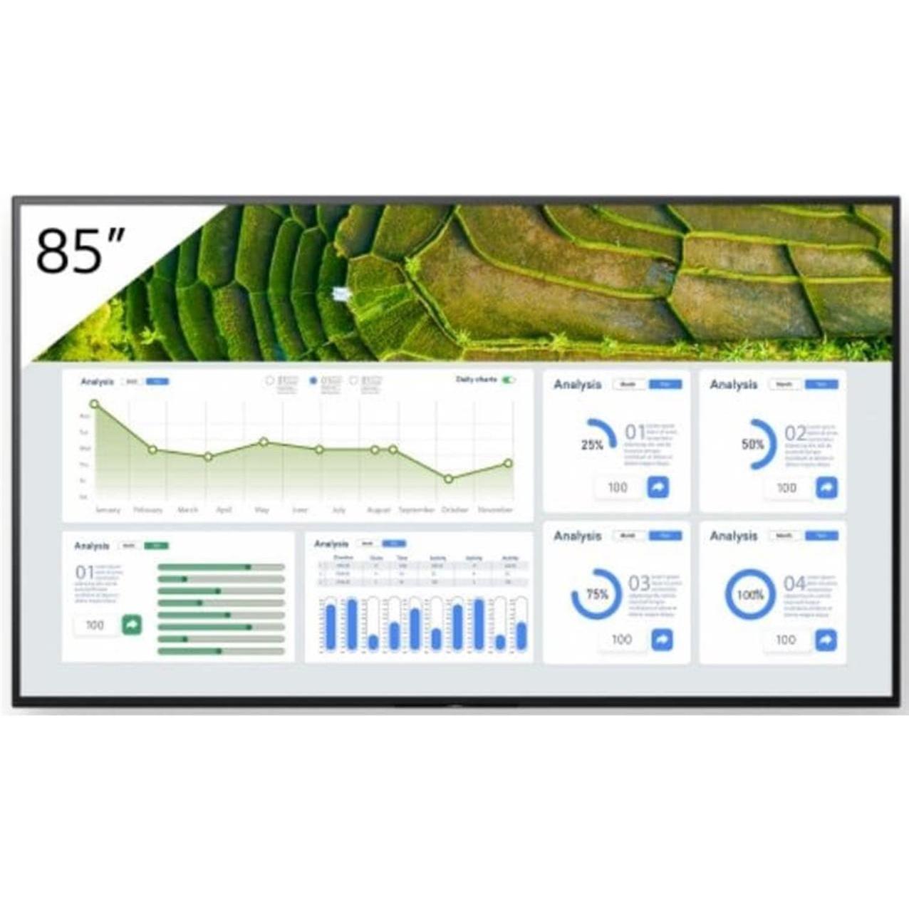 Sony 85" Pro BRAVIA LCD 440nit (3840 x 2160 Pixel, 85"), Digital Signage, Schwarz