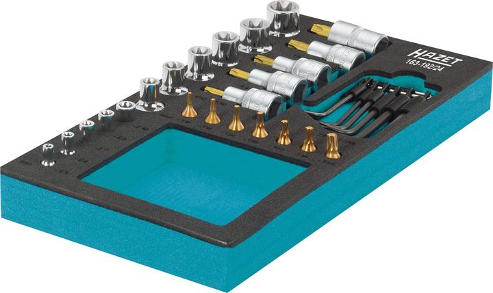 Actual product image HAZET Socket set ∙ TORX 163-192/24 ∙ Square, hollow 12.5 mm (1/2 inch), Square, hollow 6.3 mm (1/4…