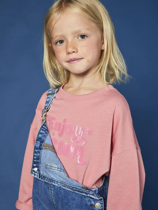 Actual product image Vertbaudet Mädchen Cropped-Shirt mit Pailletten-Schriftzug und Recycling-Baumwolle (92)