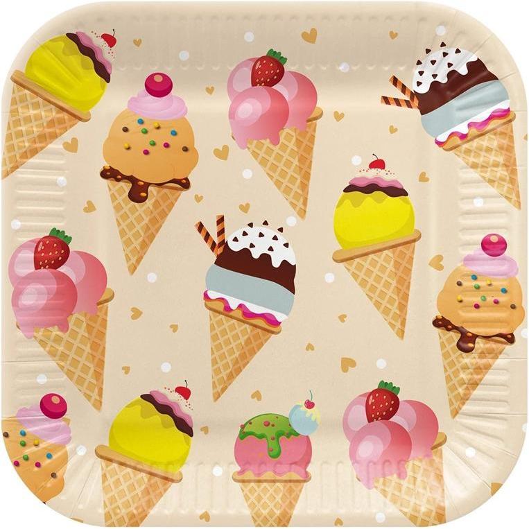 PAW, Stoviglie usa e getta, Disposable plates Ice Cream, 23 cm, 8 pcs (8x)