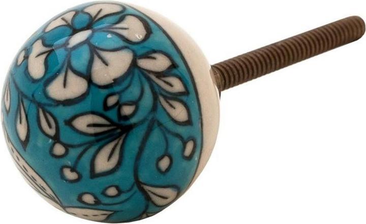 Produktbild Tranquillo Möbelgriff handgemacht, Ø 3 cm, Türkis/Weiss