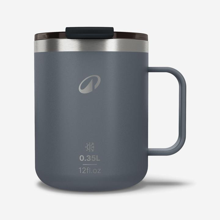 Quechua Tasse isolierend Edelstahl Camping Wandern Trekking - Mug 900 0,35 l grau