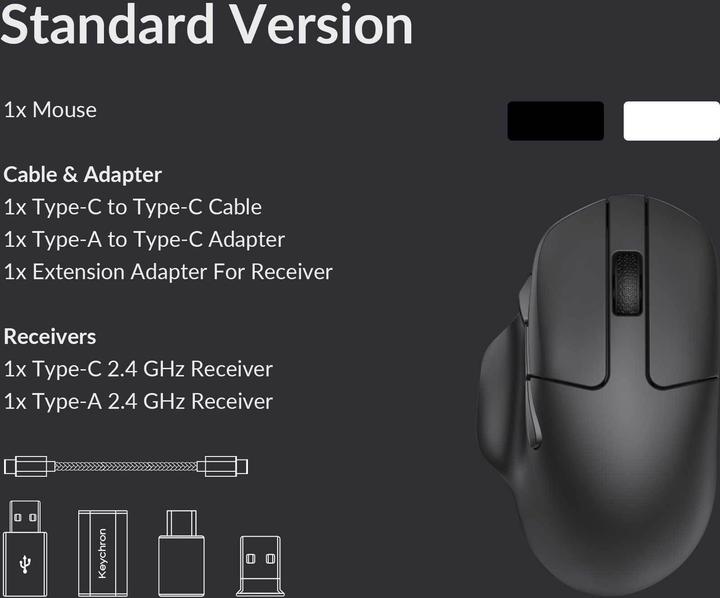 Produktbild Keychron M7 1K Wireless Gaming Maus, weiss (Kabelgebunden, Kabellos)