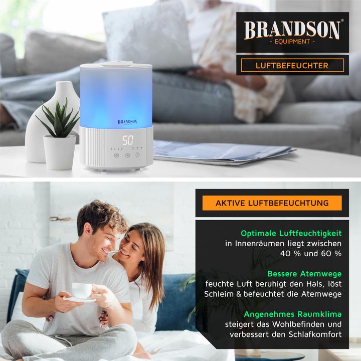 Produktbild Brandson Luftbefeuchter Aroma Diffuser 2,5 L mit RGB-Farbwechsel, 3 Nebelstufen, leise, Timer, Fernbedienung
