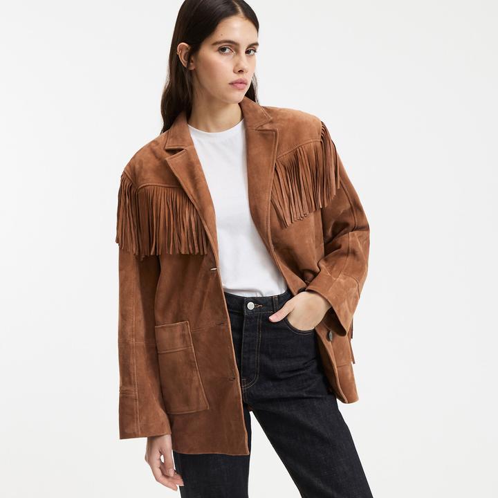 La Redoute Collections Gerade geschnittene Jacke mit Fransen (S)