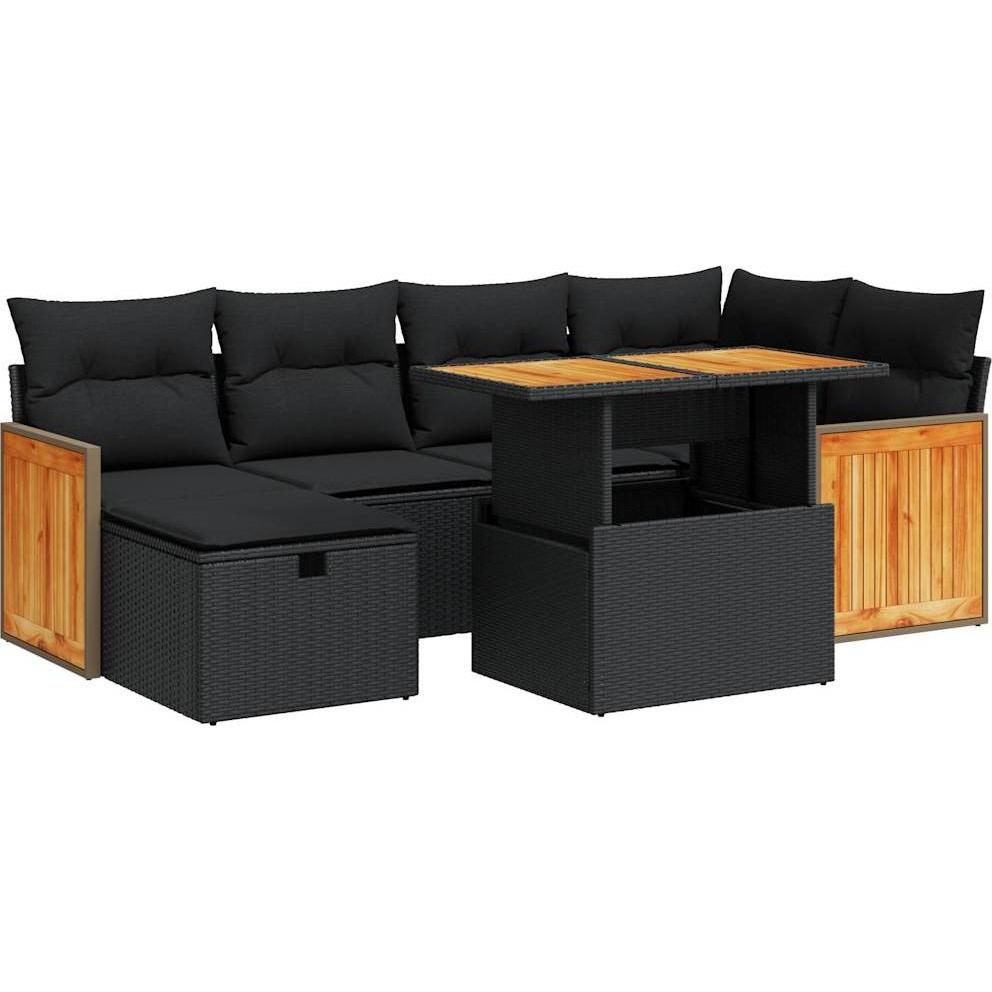 Thumbnail - VidaXL, Gartenlounge, 8-tlg. Garten-Sofagarnitur mit Kissen Schwarz Poly Rattan
