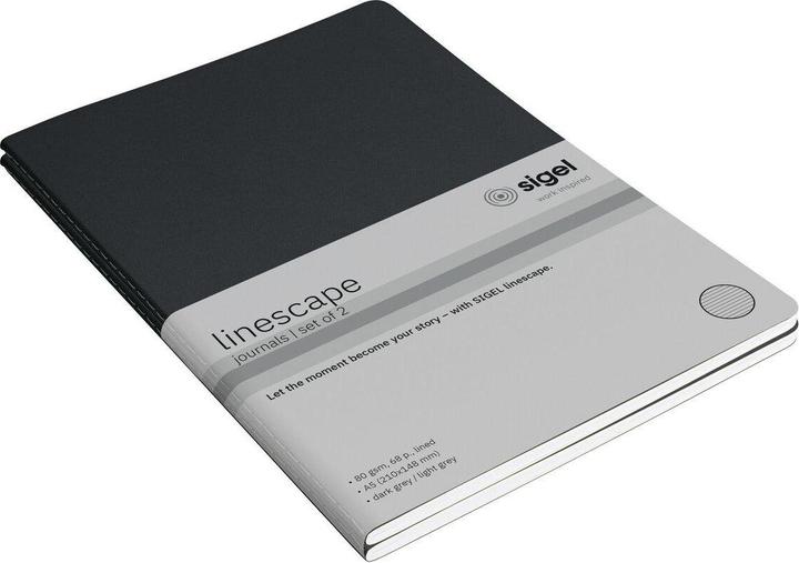 Actual product image Sigel 2 Notizhefte Linescape DIN A5 liniert, dunkelgrau, hellgrau Softcover 68 Seiten (A5, Lined, Soft cover)