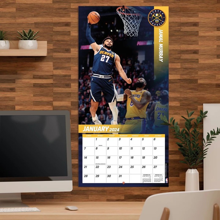 Produktbild NBA - Denver Nuggets - 30,5 x 30,5 cm Wandkalender 2024 (Englisch, Deutsch, Französisch, Italienisch, Spanisch)