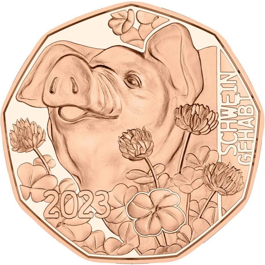 Münze Österreich, Münzen, Schwein gehabt, (1.00, 2023)