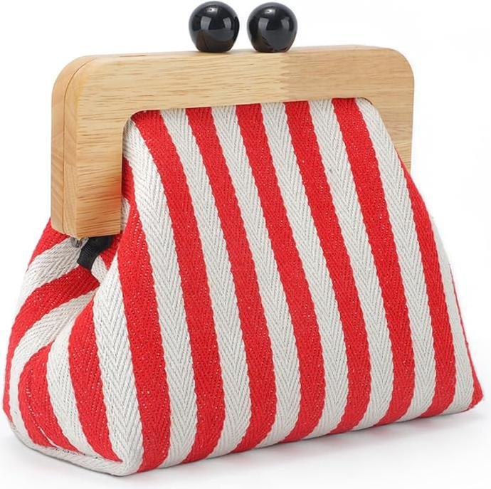 Produktbild Only-Bags.Store Damen-Kupplung Geldbörse für Abend Partei, gestreiftes Muster Crossbody Bag, Designer Mode