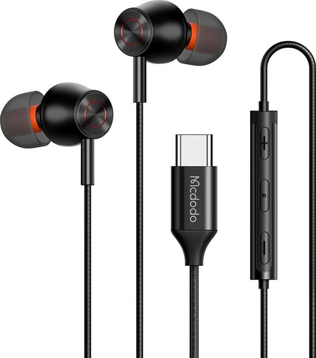 Actual product image Mcdodo HP-3490 in-ear, wired headphones, USB-C (black) (Cable)