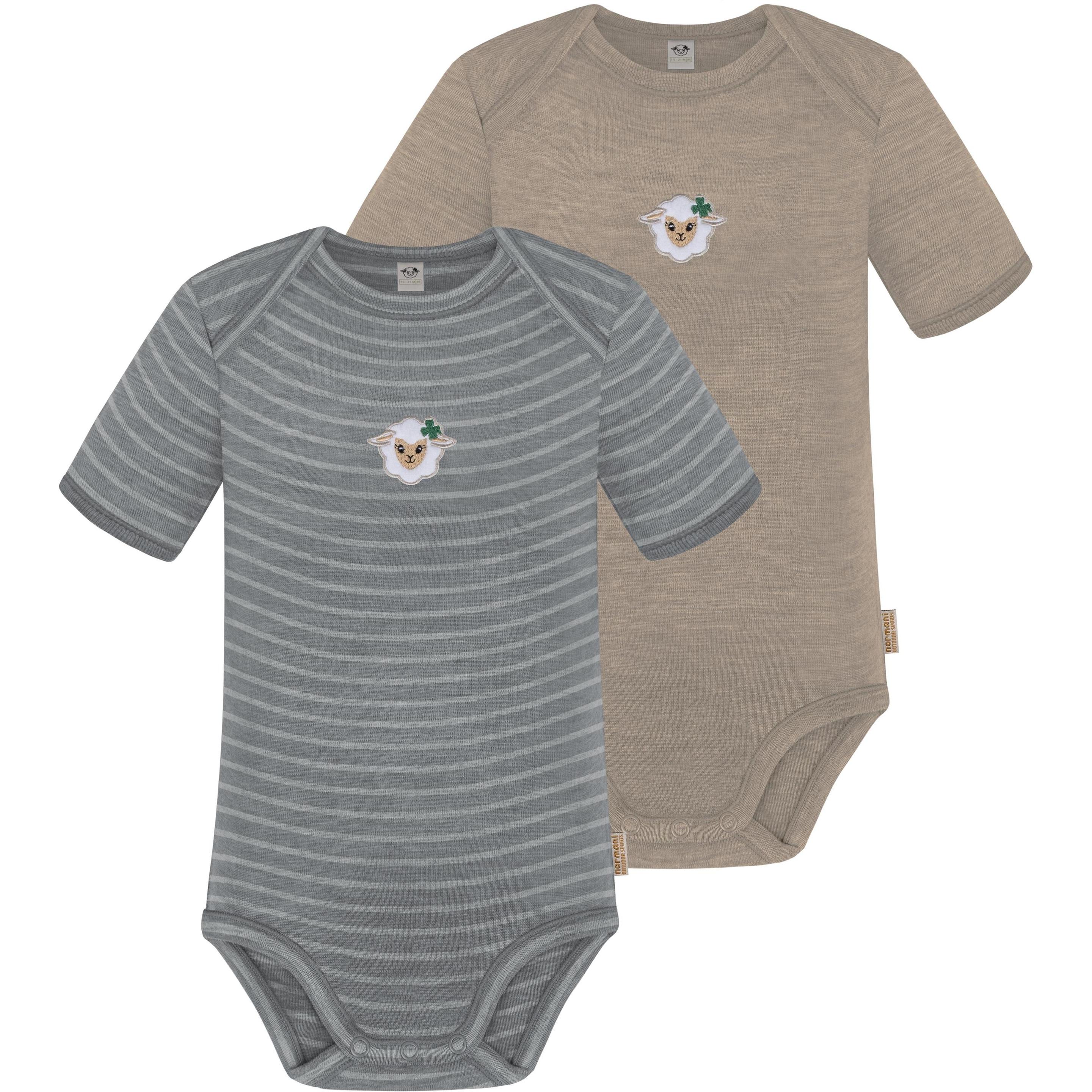Normani, Herren, Body, 2er Set Baby Merino Body Kurzarm „Tauranga" - 9293, Grau, (68)