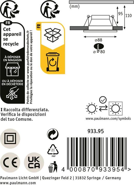 Actual product image Paulmann Recessed luminaire Cole (1800 lm, GU10)