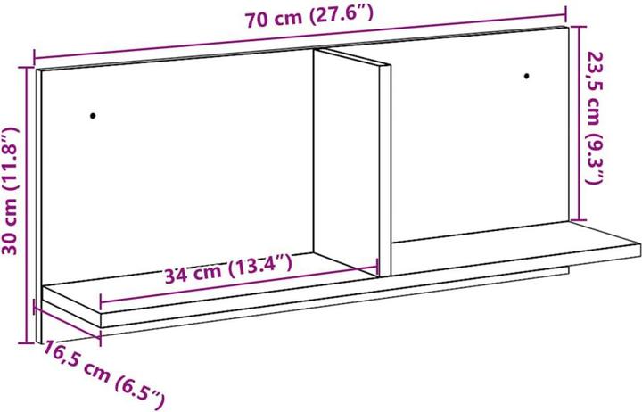 Actual product image vidaXL Wall cabinet (70 x 16.5 x 30 cm)