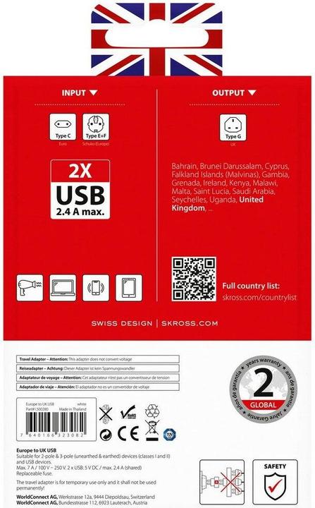 Image du produit Skross Europe to UK USB