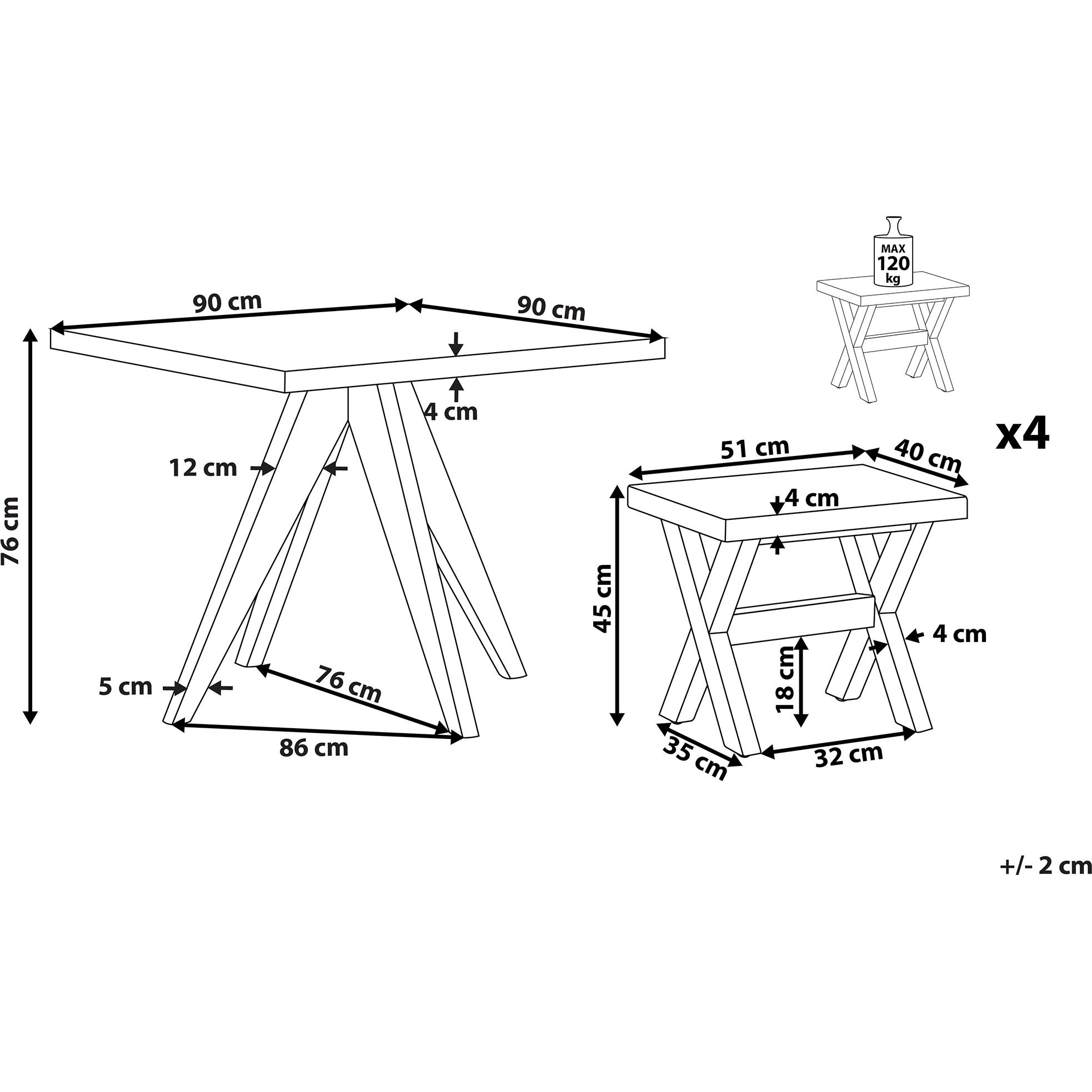 Thumbnail - Beliani, Gartentisch + Balkontisch, Olbia (90 cm)