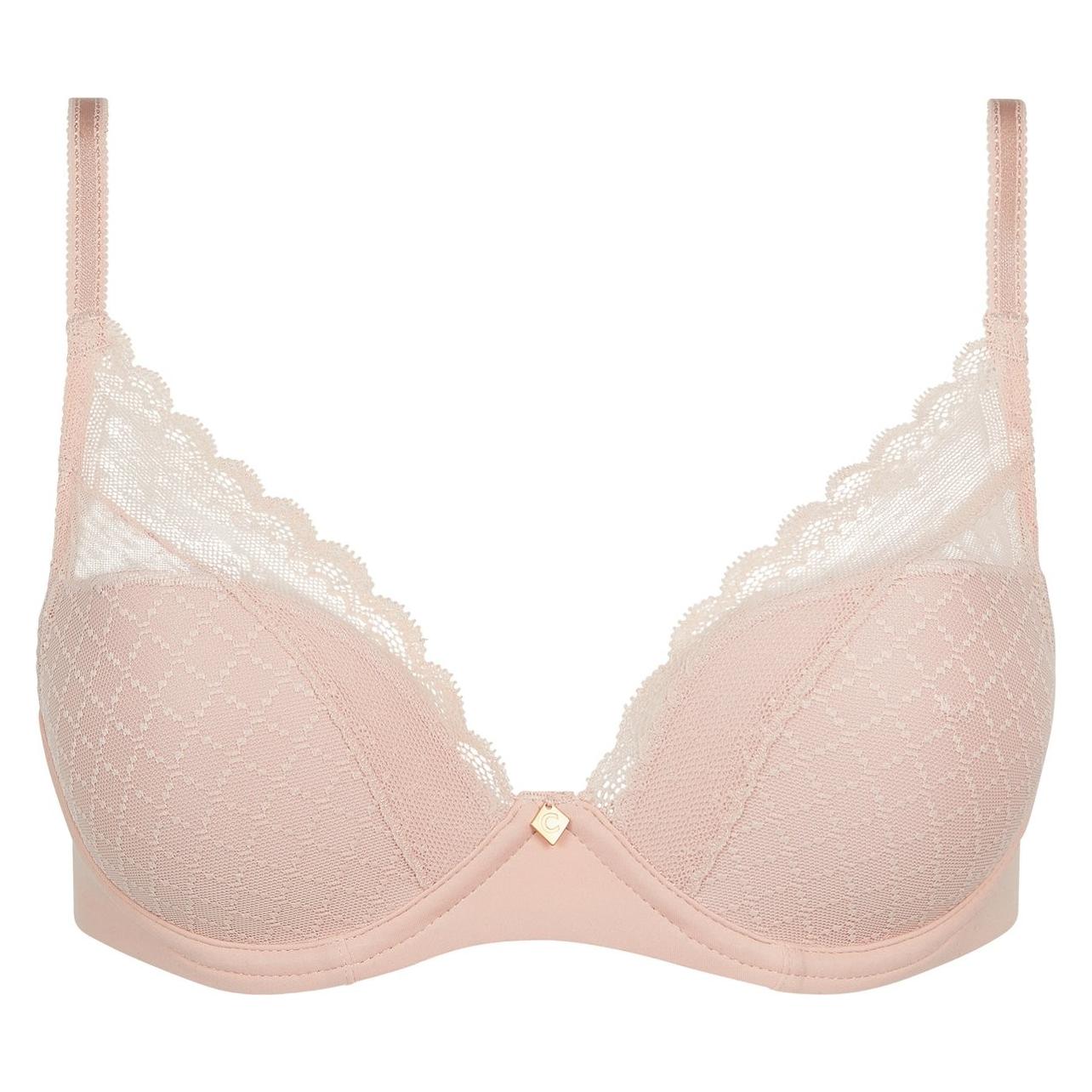 Chantelle, Bh's, EasyFeel - Norah Chic - Plunge T-Shirt Bh - Soft Pink - Maat D 85, Roze, (Een Eenheid Per Verpakking, 85 D)