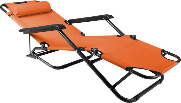 Actual product image VCM klappbare Sonnenliege Relaxliege Liegestuhl Orange Klappliege Stahl (155 cm)
