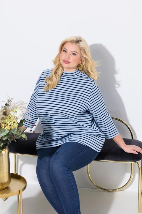 Produktbild Ulla Popken Shirt, Ringel, A-Linie, Stehkragen, 3/4-Arm (46, 48)